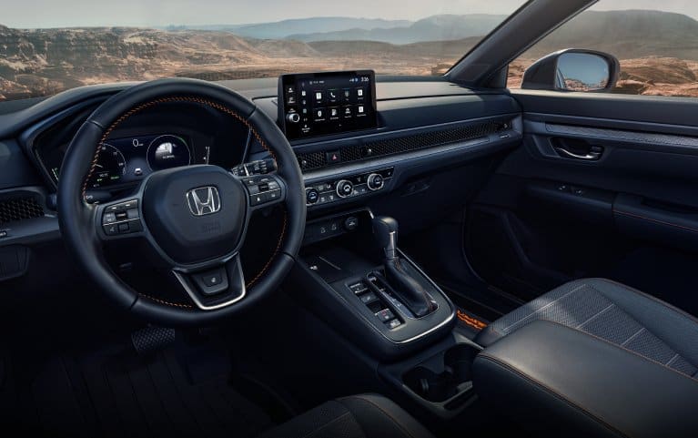 2027 Honda CR-V dashboard and infotainment screen (Compact Crossover SUV). 2027 Honda CR-V dashboard and infotainment screen (Compact Crossover SUV).
